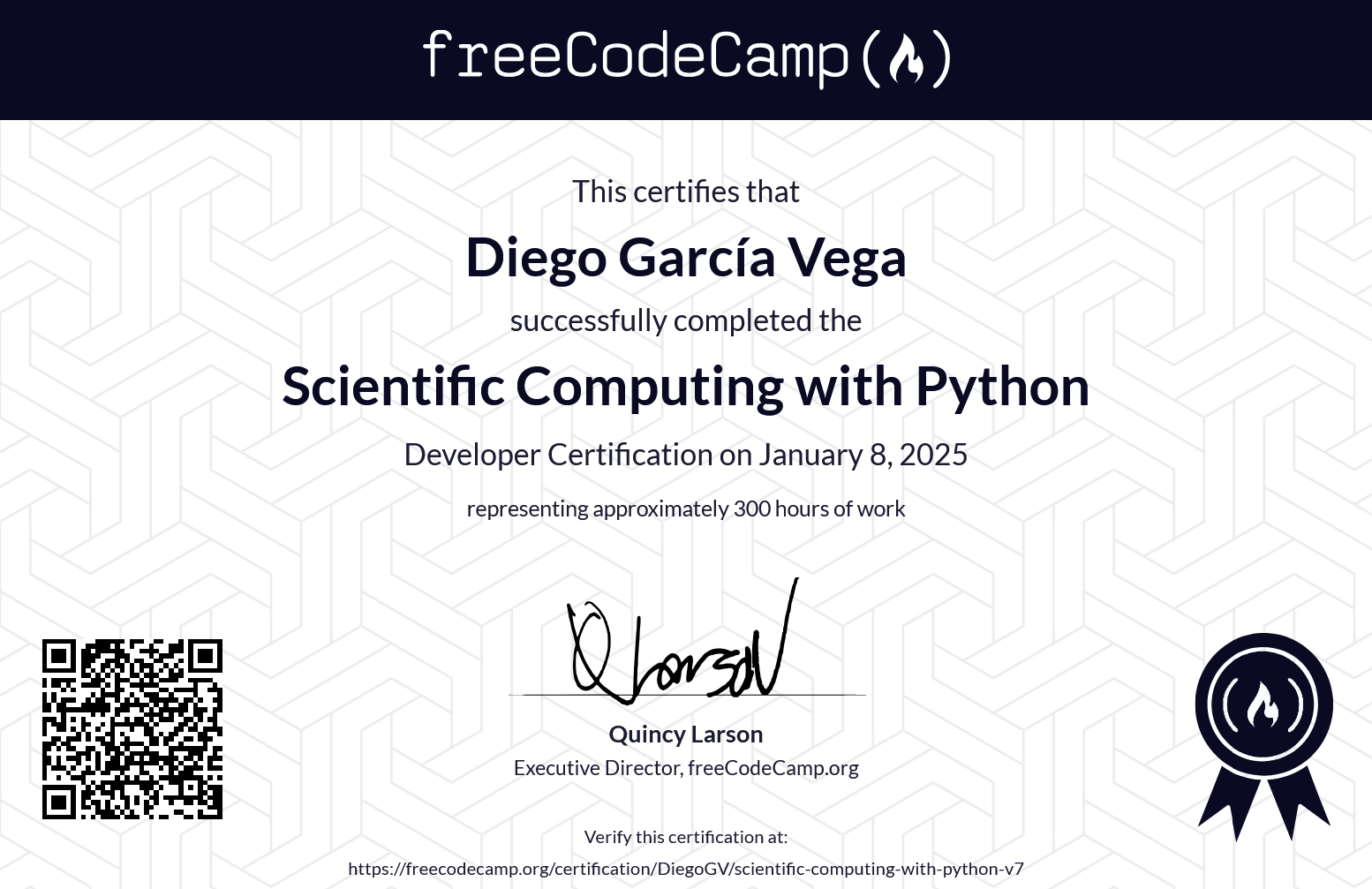 Certificate for Scientific Computing with Python